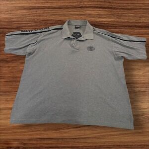 Vintage Harley Davidson Gray Polo Shirt Mens‎ Embroidered Logo Motorcycle Biker